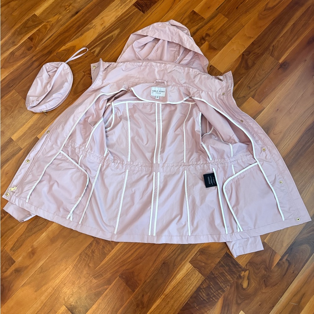 Cole Haan Water Repellent Hooded Parka Apricot Size S, NEW - Picture 16 of 16